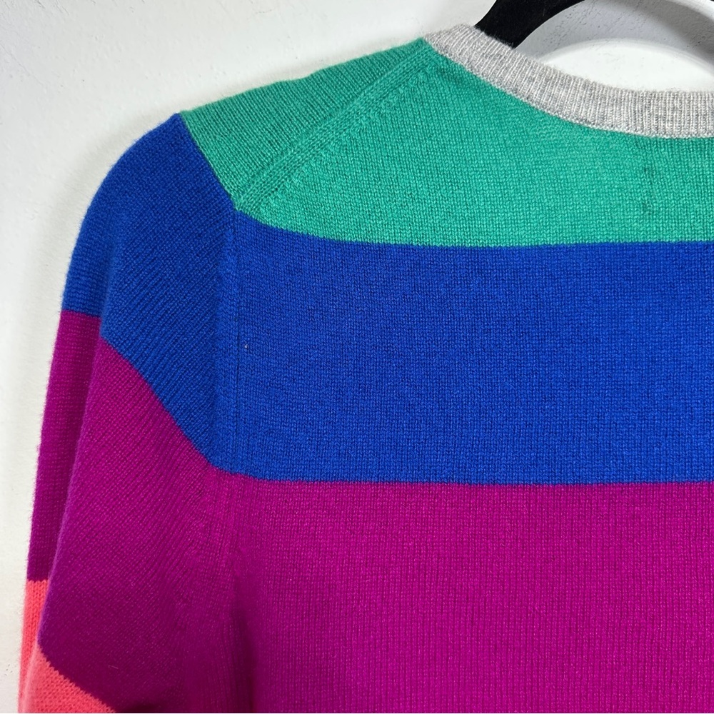 HUDSON'S BAY Multicolor Striped Cashmere Crewneck Sweater Rainbow Stripe Size M - Picture 7 of 8